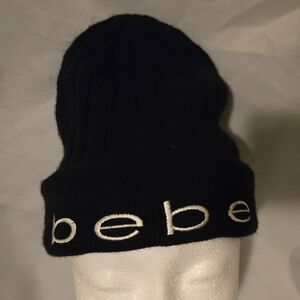 Bebe Black Knit Beanie Hat